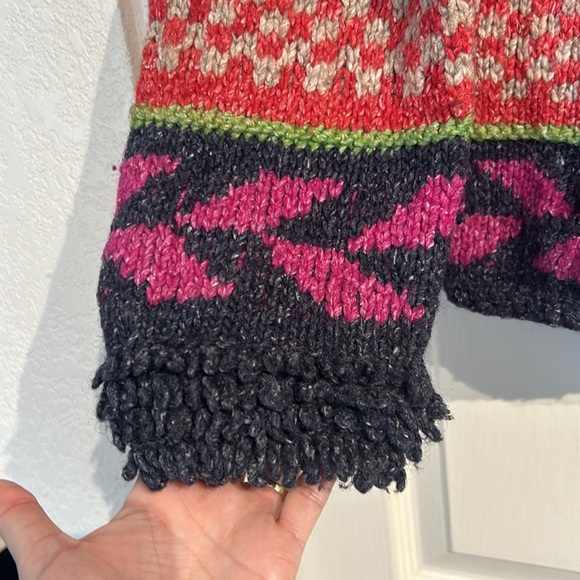 Hand knit Zip Up MultiColor Sweater - Picture 4 of 15